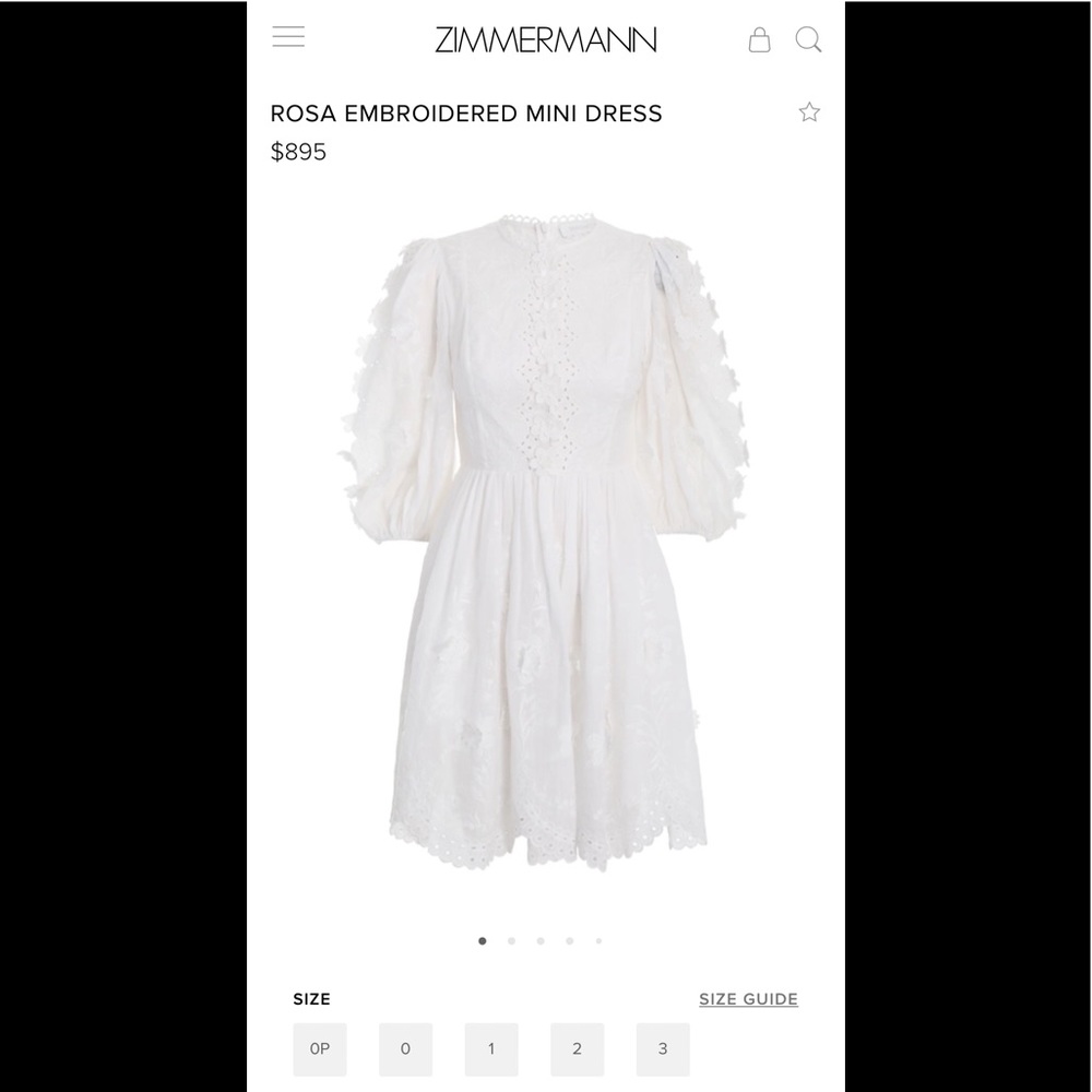 2022 spring Zimmermann ROSA EMBROIDERED MINI DRESS
